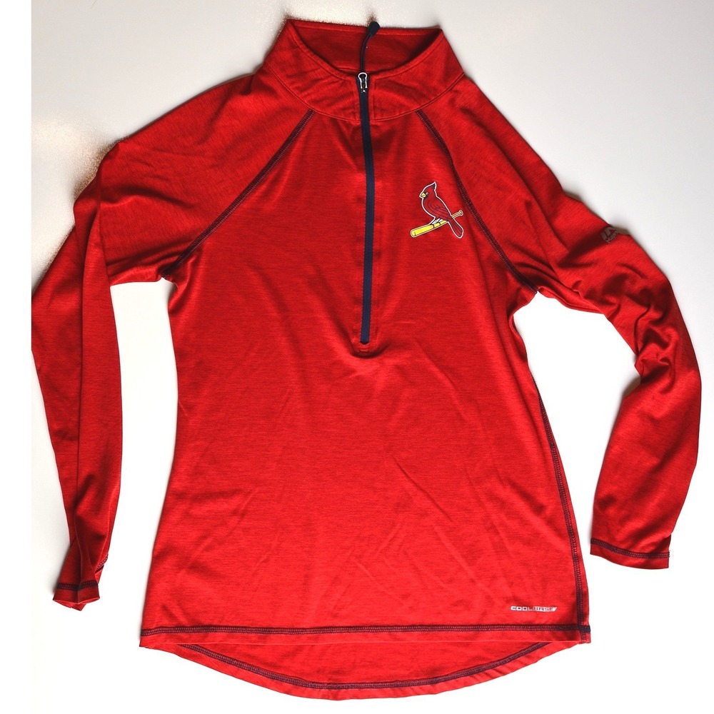 St Louis Cardinals Majestic 1/4 Zip Cool Base Pullover Thumbholes Red Size M